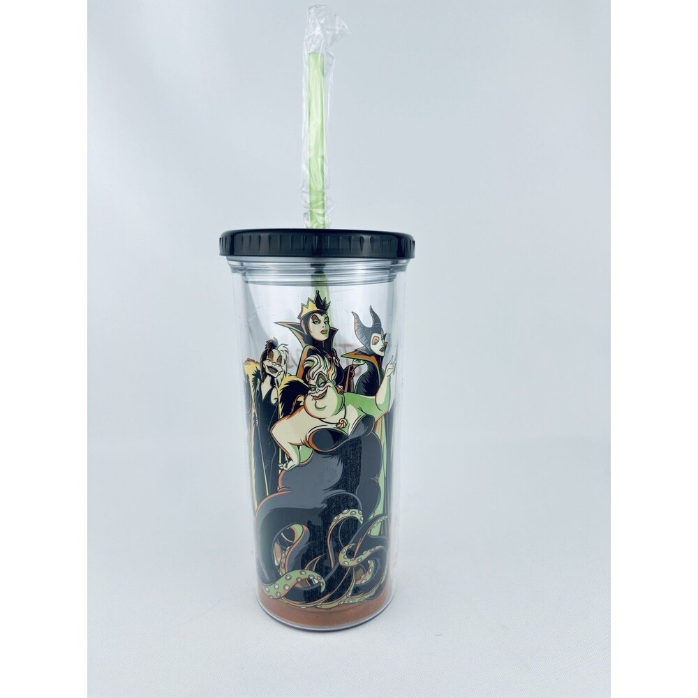 Disney Villains 20 Oz Plastic Drink Bottle Travel Tumbler Straw Tricks No Treats